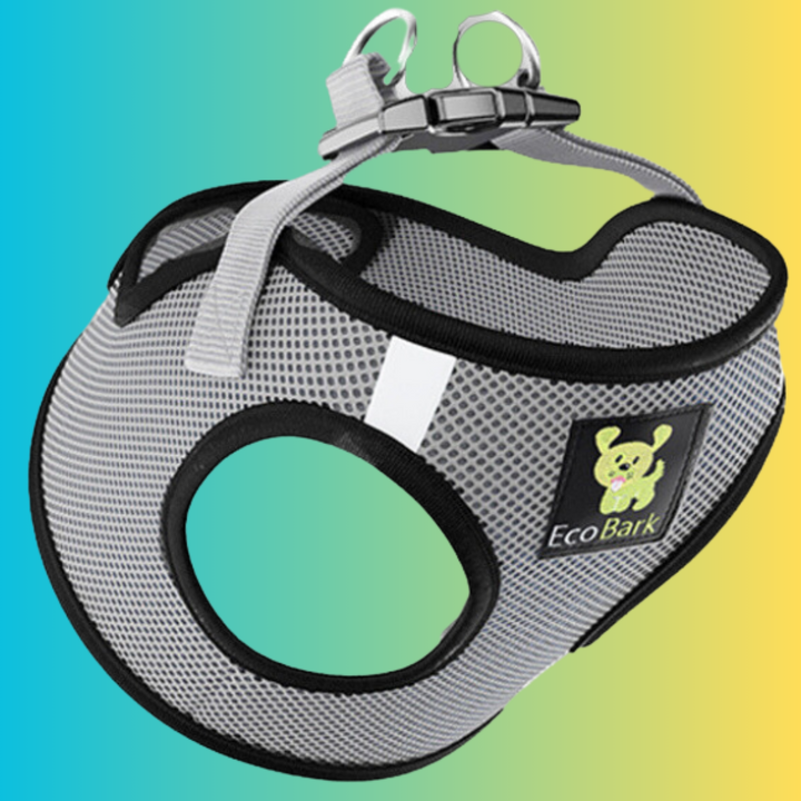 EcoBark Grey Step In Dog Harness - Reflective Soft Mesh Harness for Teacup, Small Dogs and Puppies